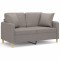 Canapea cu 2 locuri cu pernute, gri taupe, 120 cm, textil