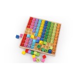 Joc educativ tabla inmultirii, 19.5 x 19.5 x 2 cm, material lemn, 3 ani