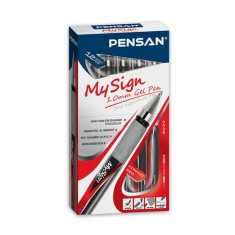 Set 12 Pixuri cu Gel PENSAN My Sign, Mina Rosie, Varf de 1 mm, Corp din Plastic cu Grip de Cauciuc si Capac, Pixuri cu Gel, Pix Rosu, Pixuri Rosii, Pi foto