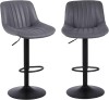 Set 2 Scaune de Bar, Rotative, Inaltime ajustabila, Poliester/Metal, 37x46x83-104cm, Negru/Gri inchis - CN