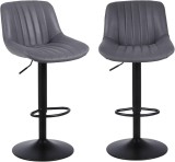 Cumpara ieftin Set 2 Scaune de Bar, Rotative, Inaltime ajustabila, Poliester/Metal, 37x46x83-104cm, Negru/Gri inchis - CN