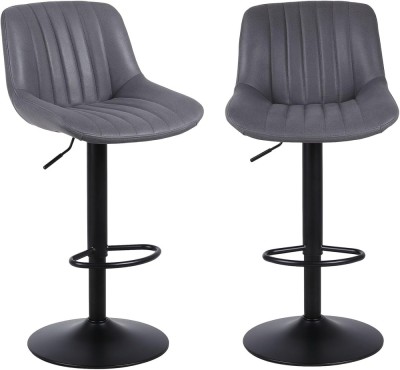 Set 2 Scaune de Bar, Rotative, Inaltime ajustabila, Poliester/Metal, 37x46x83-104cm, Negru/Gri inchis - CN foto