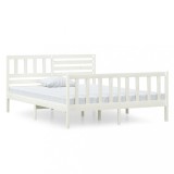 Cumpara ieftin Cadru de pat mic dublu, alb, 120x190 cm, lemn masiv