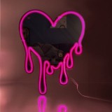 Oglindă Decorativă &icirc;n Formă de Inimă cu LED Neon, 45.7x61 cm, Roz, CMCLASS