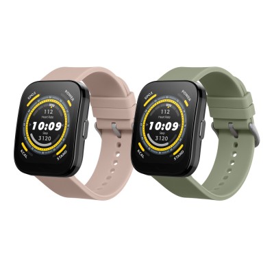 Set 2 Curele Kwmobile pentru Amazfit Bip 5/GTR 4, Verde/Roz, Silicon, KWM000024YT003C foto