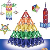 Set constructie magnetic 3D, joc educativ, 230 piese multicolore, diferite forme si dimensiuni, 6 ani+, ProCart