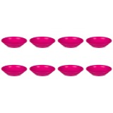 Set farfurii 8 piese, farfurii adanci, plastic, fucsia, diametru 18 cm