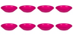 Set farfurii 8 piese, farfurii adanci, plastic, fucsia, diametru 18 cm