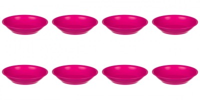 Set farfurii 8 piese, farfurii adanci, plastic, fucsia, diametru 18 cm foto