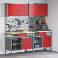 vidaXL Set banc de lucru, 8 piese, roșu, oțel