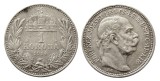 a725 UNGARIA 1 KORONA COROANA 1914 ARGINT XF