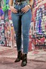 F921-100 Blugi skinny cu talie inalta din denim usor elastic, 34, 36