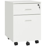 Vinsetto Dulap cu sertare, cu 2 Sertare și 5 Roti, Fiset Birou cu &Icirc;ncuietoare, Design Modern, Culoare Lemn | Aosom Romania