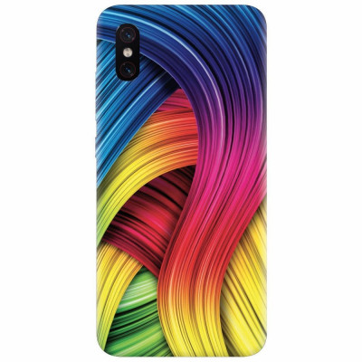 Husa silicon pentru Xiaomi Mi 8 Pro, Curly Colorful Rainbow Lines Illustration foto