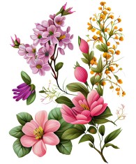 Sticker decorativ, Flori, Multicolor, 80 cm, 1216STK-5