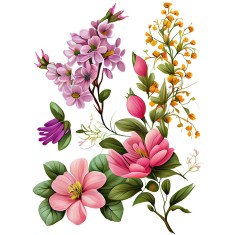 Sticker decorativ, Flori, Multicolor, 80 cm, 1216STK-5