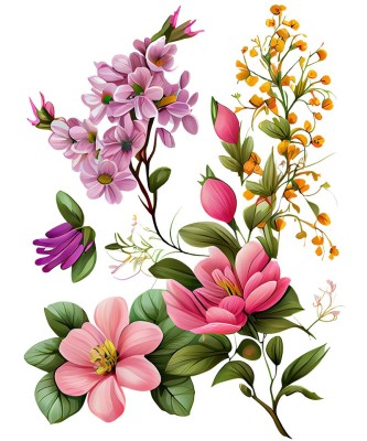 Sticker decorativ, Flori, Multicolor, 80 cm, 1216STK-5 foto