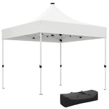 Outsunny Pavilion Pliabil cu Lumină LED, Geantă de Transport și &Icirc;nălțime Reglabilă, 300x300x340 cm, Alb | Aosom Romania