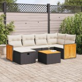 vidaXL Set canapele de grădină cu perne, 7 piese, negru, poliratan 3326032