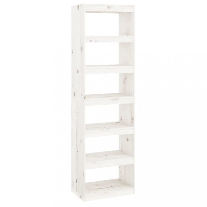 Biblioteca/Separator camera alb 60x30x199,5 cm lemn masiv pin