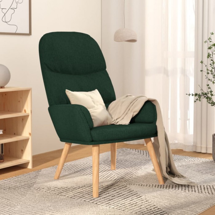 Scaun de relaxare, verde &icirc;nchis, material textil