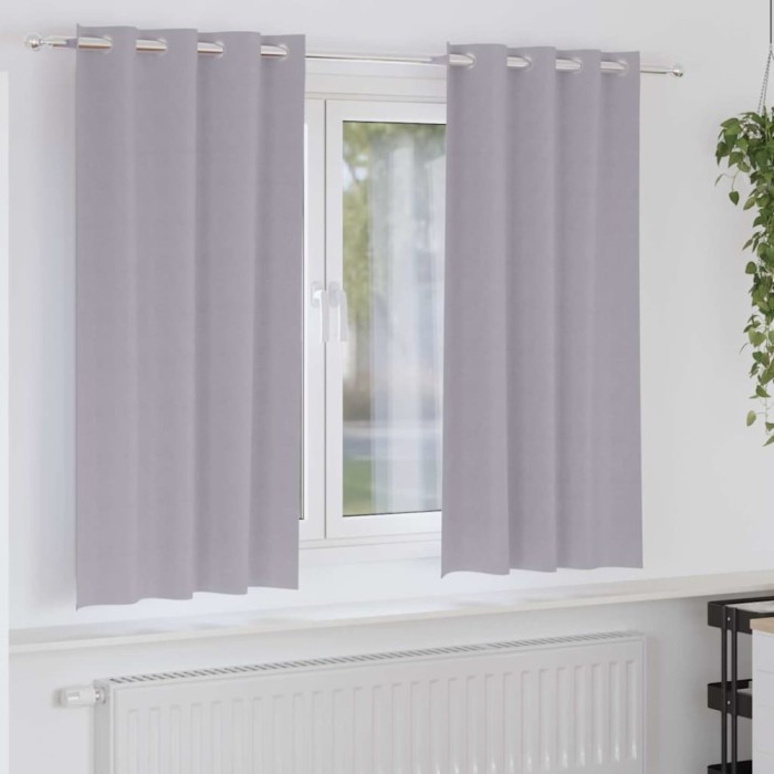 Perdele cu perdele 2 pcs Gri metalic Poliester
