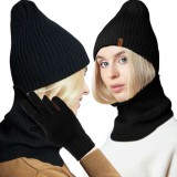 Set de Iarnă Unisex, Culoare Negru, Acrilic, Universal - Căciulă, Fular Tubular, Mănuși, 24x21 cm / 37x29 cm / 24x10 cm