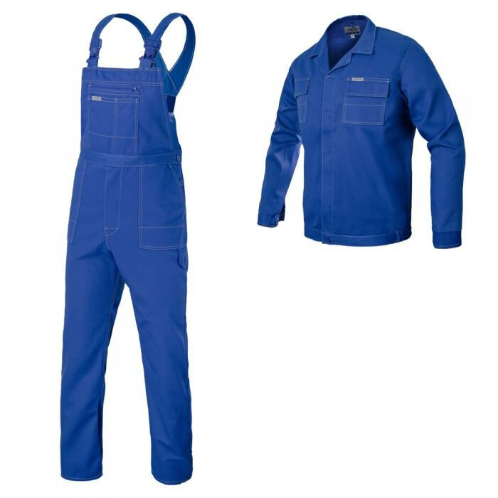 Pantaloni de lucru cu pieptar, salopeta, cu bluza, albastru, model Confort, 182 cm, marimea XL