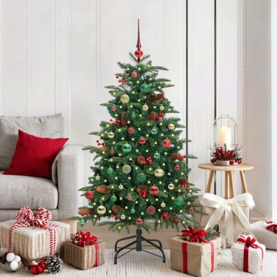 vidaXL Brad de Crăciun artificial Verde 150 cm PVC și metal și plastic 3395549 foto