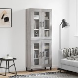 Cumpara ieftin Dulap &icirc;nalt, gri sonoma, 69,5x34x180 cm, lemn compozit
