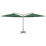 Umbrela de soare dubla cu stalp din otel, verde, 600 cm GartenMobel Dekor, vidaXL