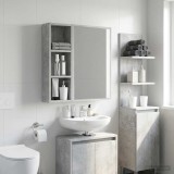 vidaXL Dulap de perete pentru baie cu raft Gri Beton 20 x 10 x 60,5 cm 889290