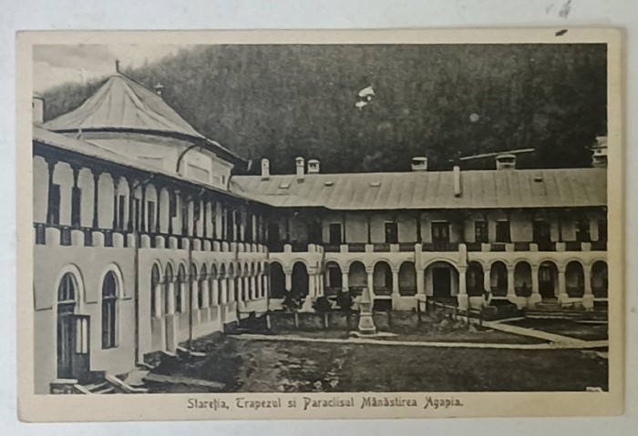 STARETIA , TRAPEZUL SI PARACLISUL MANASTIREA AGAPIA , CARTE POSTALA , 1928