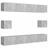 Cumpara ieftin Set de dulapuri TV, 6 piese, gri beton, lemn prelucrat