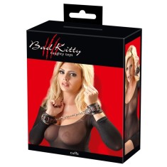 Catuse negre cu aspect de piele Handcuffs Bad Kitty