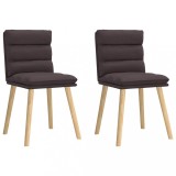 VidaXL Scaune de masă, 2 buc., maro &icirc;nchis, material textil