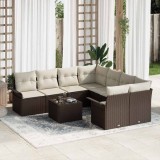 VidaXL Set de canapele pentru grădină 9 pcs Maro, Crem 55 x 55 x 37 cm