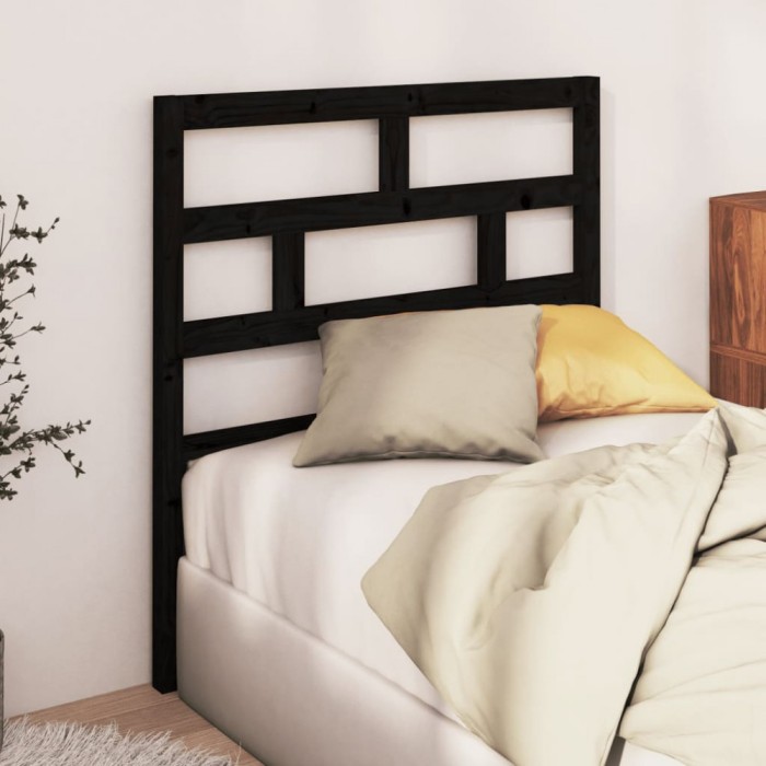 vidaXL Tăblie de pat, negru, 81x4x100 cm, lemn masiv de pin 814173