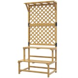 Outsunny Suport pentru plante, raft pentru flori, 2 niveluri, cu spalier și acoperiș, lemn de brad, 75x50x166cm, galben | Aosom Romania