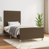 vidaXL Cadru de pat cu tăblie, maro &icirc;nchis, 80x200 cm, textil