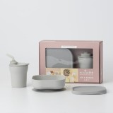 Set diversificare hrana bebelusi miniware sip&amp;snack, 100% din materiale naturale biodegradabile, 3 piese, grey