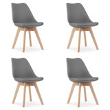 Cumpara ieftin Set 4 scaune bucatarie/living, Artool, Mark, PP grafit, picioare lemn natur, 49x43x82 cm