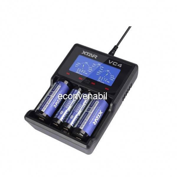 Incarcator XTAR VC4 LCD la USB pentru 4 Acumulatori Li-Ion sau Ni-Mh Incarcator XTAR VC4 LCD la USB pentru 4 Acumulatori Li-Ion sau Ni-Mh