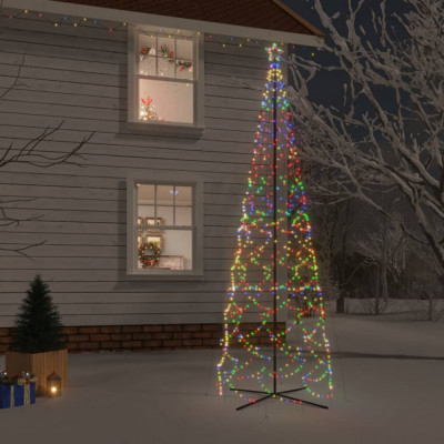 vidaXL Brad de Crăciun conic, 1400 LED-uri, multicolor, 160x500 cm foto
