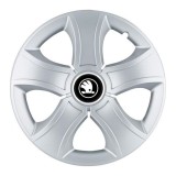 Set 4 Capace Roti 15 inchi (R15) Bis Gri-Negru, Compatibile Cu Skoda Alb Negru, Autohelix MSA