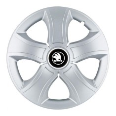 Set 4 Capace Roti 15 inchi (R15) Bis Gri-Negru, Compatibile Cu Skoda Alb Negru