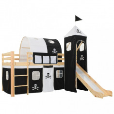 Cadru pat etajat copii cu tobogan &amp;amp;amp; scara 97x208cm lemn de pin foto