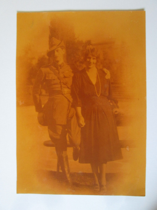 Foto reproducere/copie 200x142 mm cu Regele Carol II și Regina Elena anii 20
