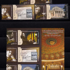 RO 2011, LP 1914+a, "A XX-a Ed.Festival G.Enescu " , serie+3V si colita, MNH