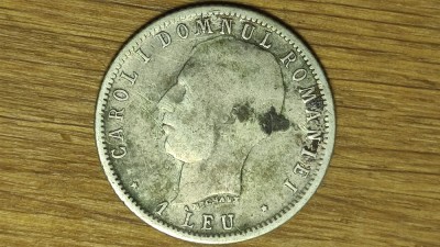 Romania - moneda de colectie istorica - 1 leu 1906 argint -Carol I- aniversara ! foto